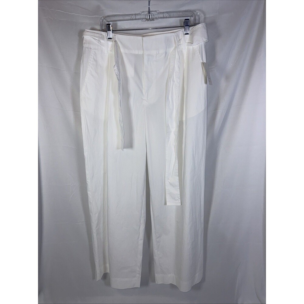 A New Day Women’s Size 14 Chino White Belted Tie Waist Wide Leg Nylon High Rise